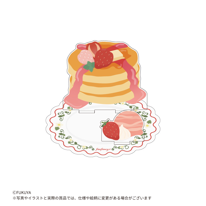 おおきなパンケーキと一緒にグッズを飾れるアクリルジオラマです。（【本体高さ】約6.2cm～ / 【台座サイズ】約W10.9×H8.8×D0.3cm）