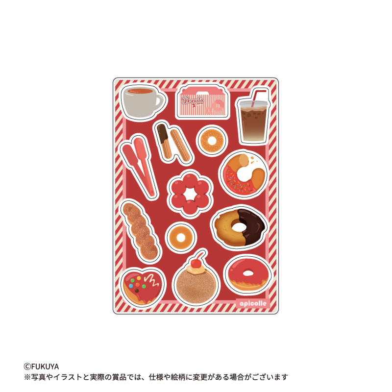 豊富な種類のドーナツやドリンク等をモチーフにしたパーツセット。<br>
A賞・B賞のアクリルフレームと組み合わせて使えます。<br>
（約W7.0×H10.0×D0.3cm）