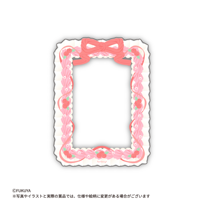 デコレーションケーキのようなホイップのリボンがかわいい♪。L判が収納出来るブロマイドサイズ。<br>
【本体】約W11.2×H15.0×D0.2cm /【内寸】約W9.2×H13.1×D0.1cm<br>