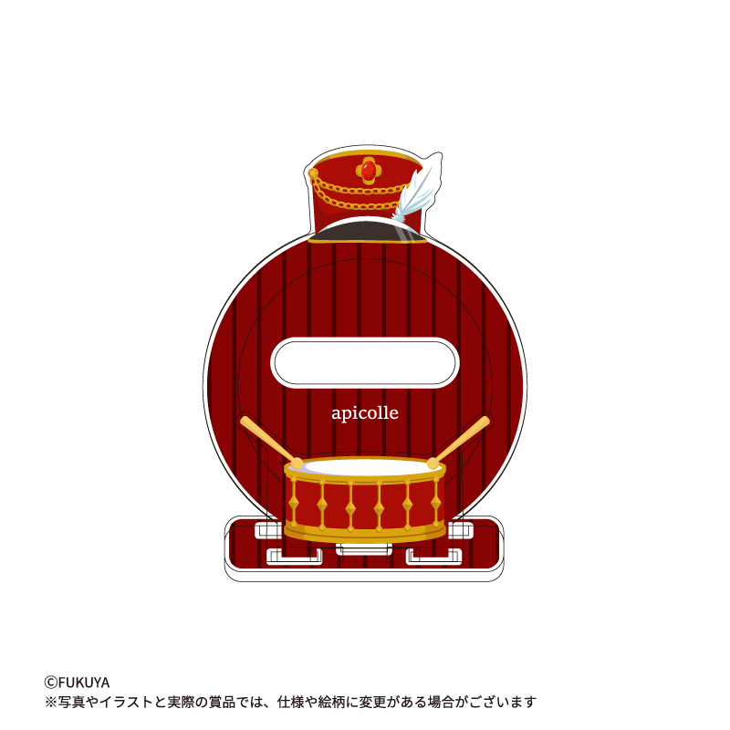 φ57mm缶バッジが飾れる、マーチング衣装をイメージした缶バッジスタンド。<br>
【本体】約W7.4×H9.5×D1.9cm / 【内寸】約W5.8×Ｈ5.8×D0.3cm