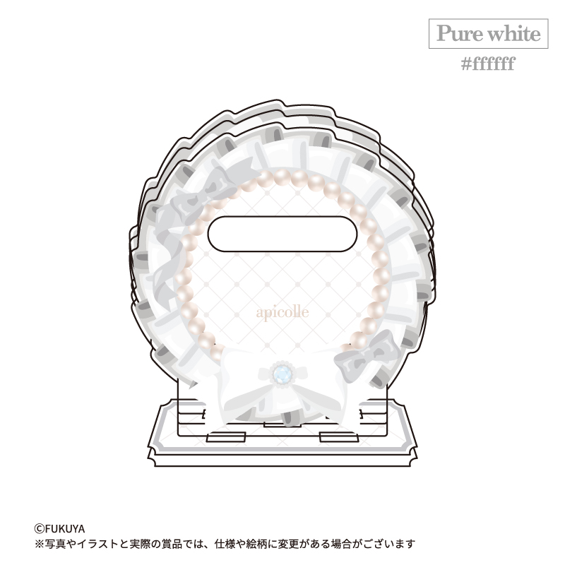 φ57mm缶バッジが飾れる「Monotone」カラーのロゼットをモチーフにした缶バッジスタンド。<br>
（【本体】約W8.4×H8.9×D1.9cm/【内寸】約W5.8×Ｈ5.8×D0.3cm)