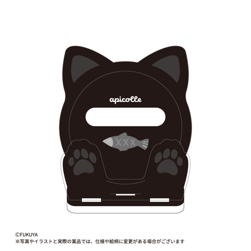 φ57mm缶バッジが飾れるアクリル缶バッジスタンド。<br>缶バッジがねこちゃんに！<br>(本体サイズ：約W6.8×7.9cm（φ5.8cm）※57mm缶バッジサイズ)