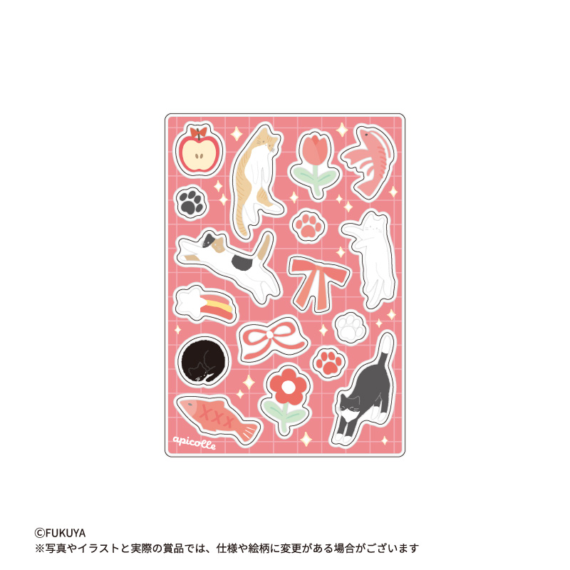 小さなねこちゃんや好物のモチーフたちのパーツセット。<br>A賞・B賞のアクリルフレームと組み合わせて使えます。<br>（本体サイズ：約W7.0×Ｈ10.0×D0.3ｃｍ）