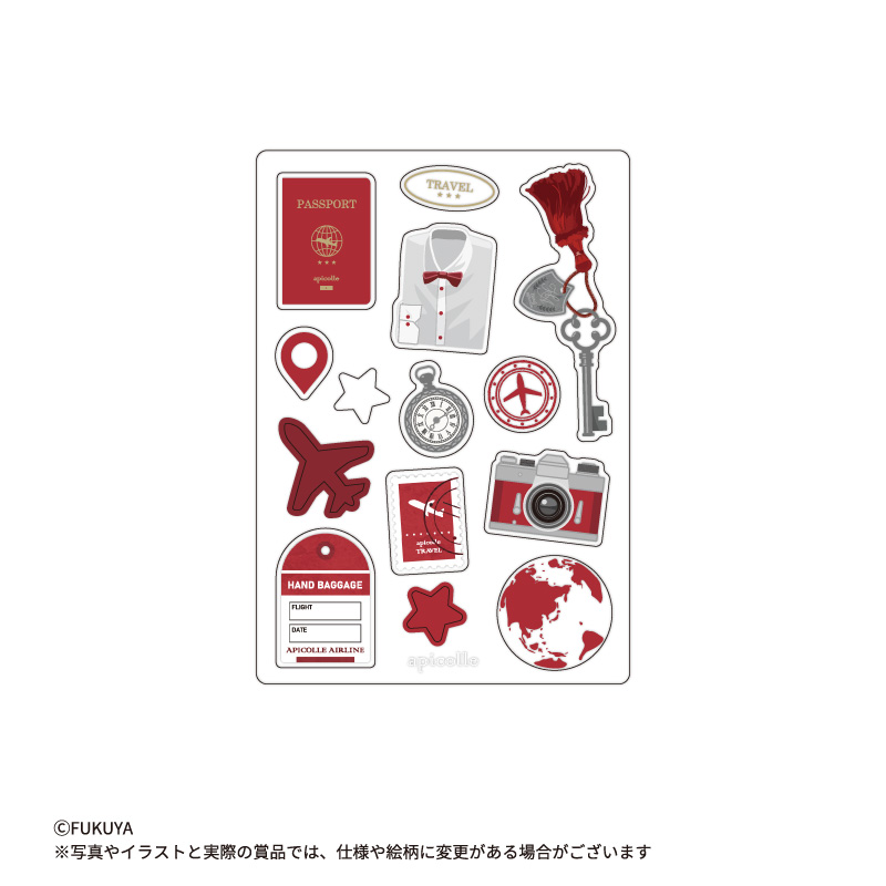 飛行機やホテルのルームキーを集めたパーツセット。<br>
A賞・B賞のアクリルフレームと組み合わせて使えます。<br>
（約W7.0×H10.0×D0.3cm）<br>