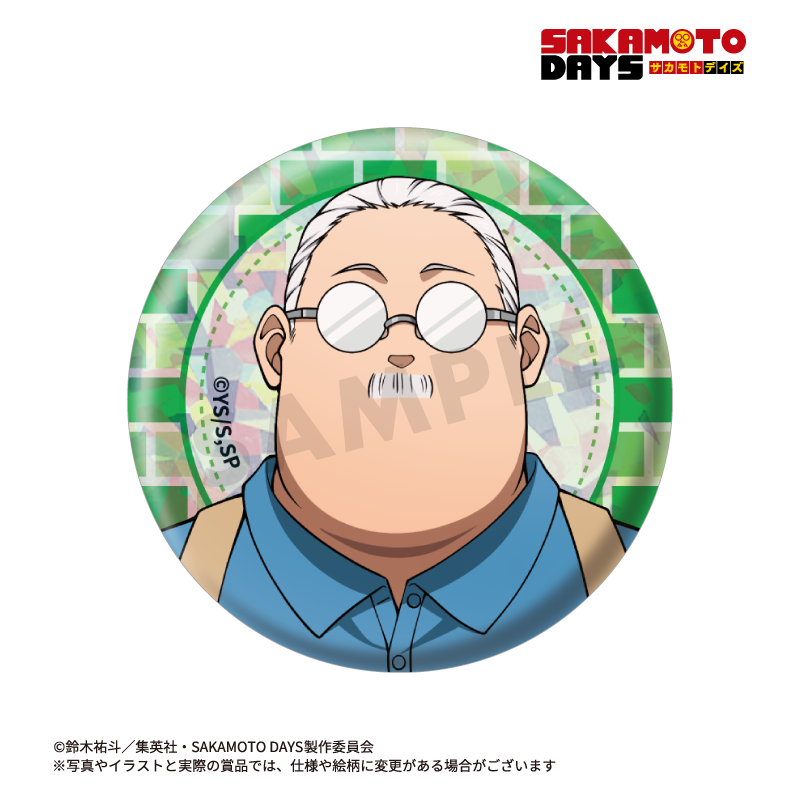新規描き下ろしイラストと新規描き起こしミニキャライラストを使用したホログラム缶バッジです。（本体サイズ:約5.7cm）