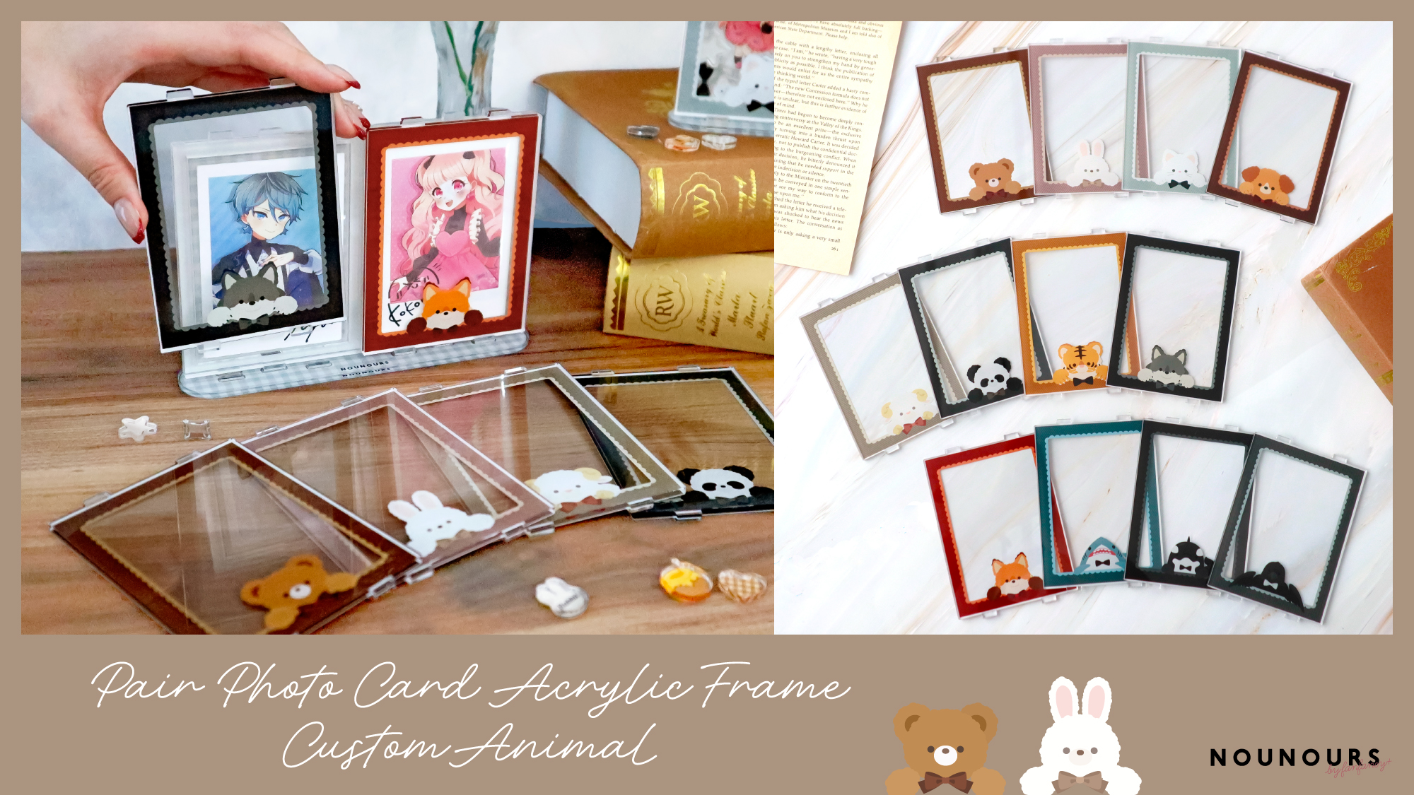 ペアフォトカードアクリルフレーム カスタムアニマル