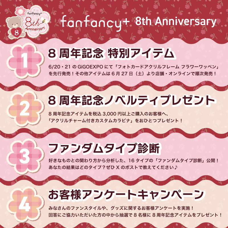 fanfancy+ 8周年記念アイテム＆キャンペーンのお知らせ