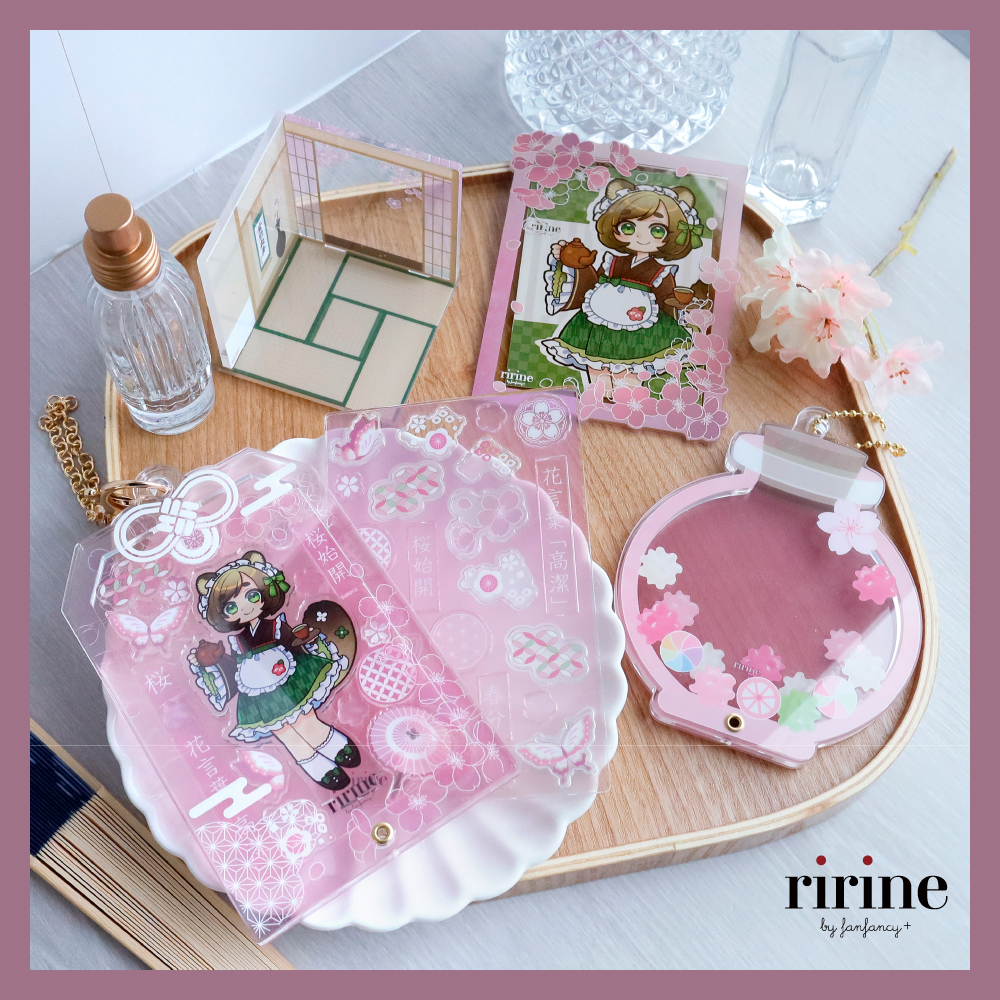 ririne和花セット2025 / 飴玉瓶ミニアクリルフレーム / 硬質カードケース 桜